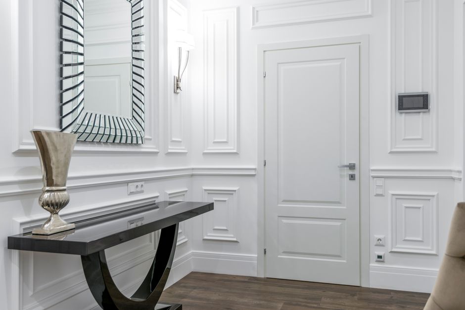 Elegant white interior door with modern hardware